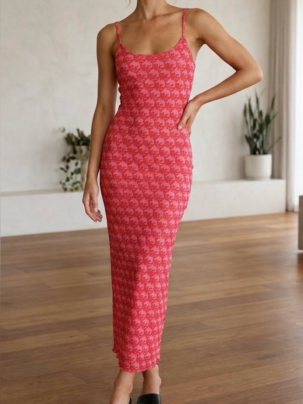 JGR & STN Jagger & Stone Fae Pink Red Maxi Slip Dress size 8